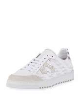 Thumbnail for your product : Off-White Perforated Leather & Suede Low-Top Sneaker, White