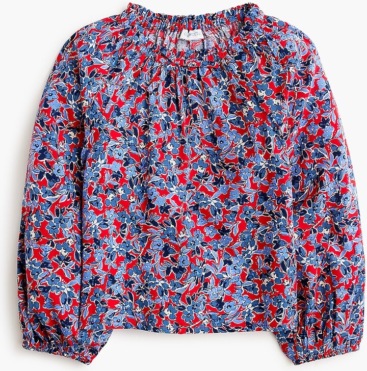 Girls' long-sleeve floral ruffle top
