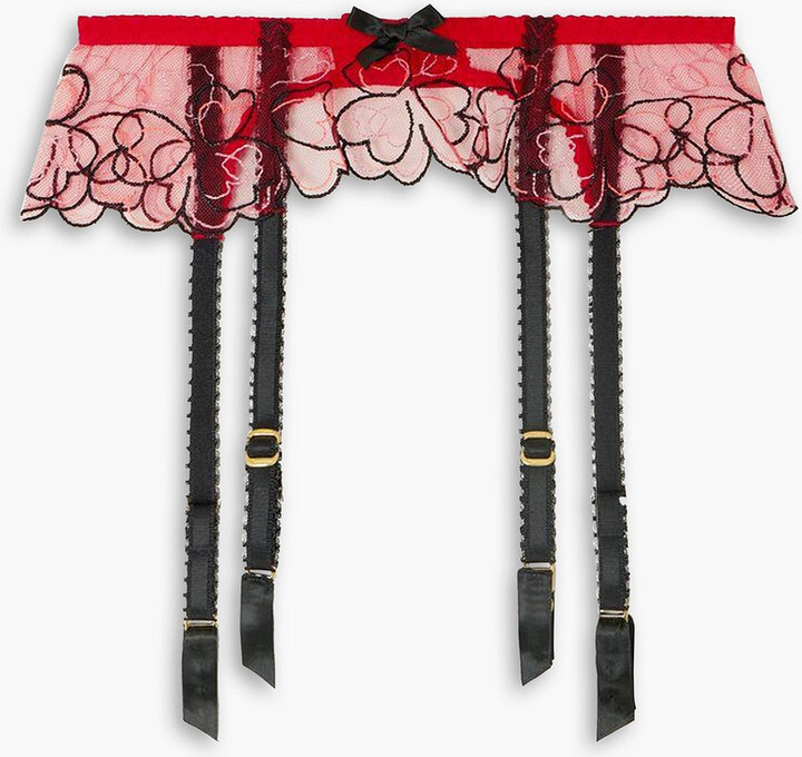 Maysie embroidered tulle suspender belt