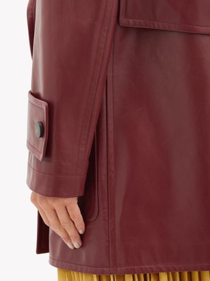 Valentino Double-breasted Leather Jacket - Burgundy