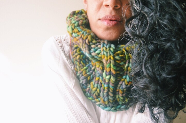 Etsy Chunky Moss Cowl - Knit Merino Wool Super Soft Warm Colorful Bright Colors Scarf