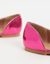 Thumbnail for your product : ASOS DESIGN Wide Fit Virtue d'orsay pointed ballet flats in pink metallic