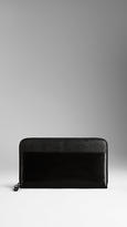 Thumbnail for your product : Burberry Polished Leather Ziparound Wallet with Lizard Trim