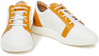 Giuseppe Zanotti Cory Two-tone Smooth And Pebbled-leather Sneakers