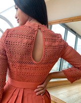 Thumbnail for your product : Little Mistress Petite lace detail midaxi dress in rust