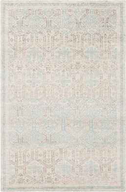 Dakota Fields Isla Authentic Hand-Knotted Handmade Cream & Blue Modern Geometric Wool Area Rug