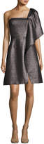 Thumbnail for your product : Halston One-Shoulder Fit-and-Flare Shimmer Knit Cocktail Dress