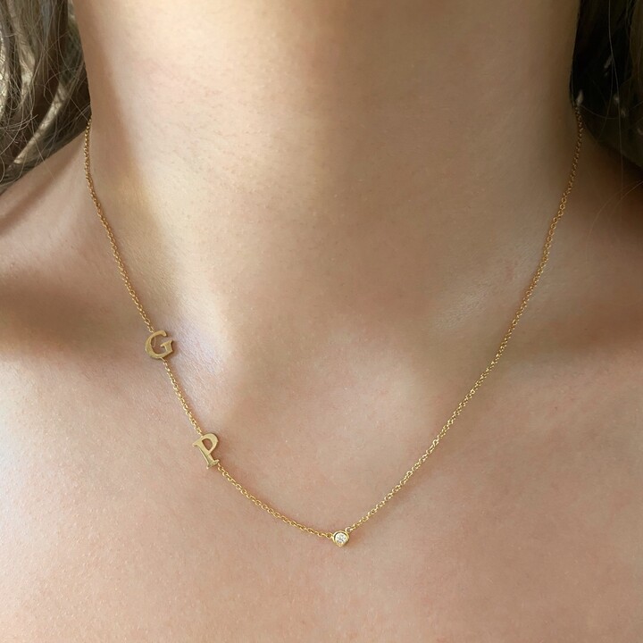 Etsy Initial Necklace With Diamonds Or Crystals