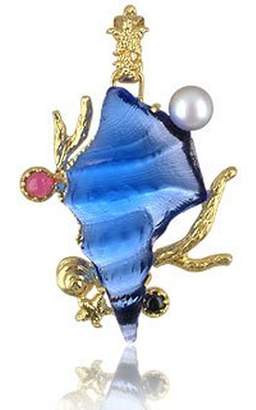 Tagliamonte Marina Collection - Blue Seashell Tourmaline & 18K Gold Pendant