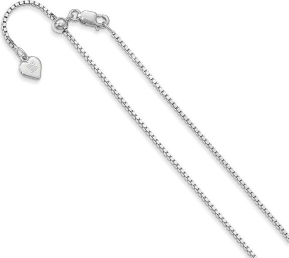 Black Bow Jewelry Co. BlackBowJewelry1.1mmSterlingSilverAdjustableBoxChainNecklace,22Inch