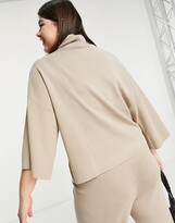 Thumbnail for your product : Pretty Lavish Curve high neck kimono sleeve jumper in taupe
