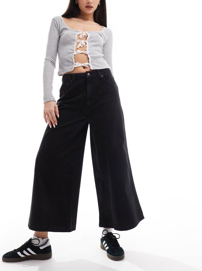 Asos Black Cropped Palazzo Pants Asos Petite High Waisted Flared