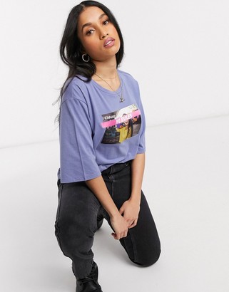 Noisy May Petite oversized knot t-shirt in blue