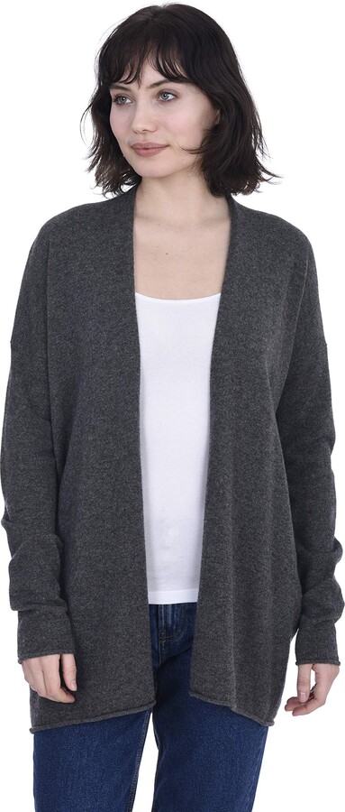Oversized Cashmere Sweater for Woman Open Front Short Cardigan with pockets