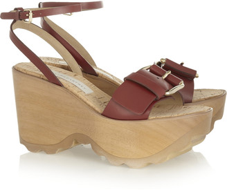 Stella McCartney Buckled faux leather wedge sandals