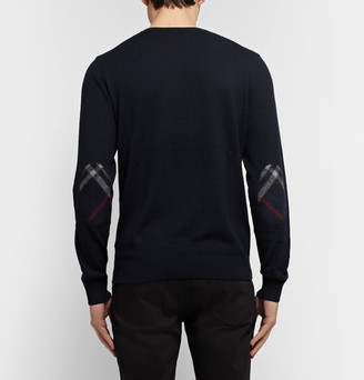Burberry Elbow-Patch Cashmere and Cotton-Blend Sweater
