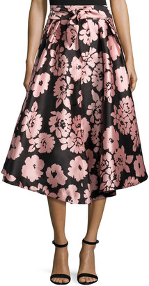Milly Jackie Floral-Print A-Line Midi Skirt, Light Pink