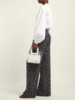 Thumbnail for your product : ALEXACHUNG Floral-print Wide-leg Crepe Trousers - Womens - Black White