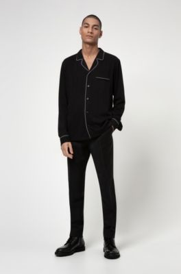 HUGO BOSS Relaxed-fit pyjama-style shirt with contrast piping
