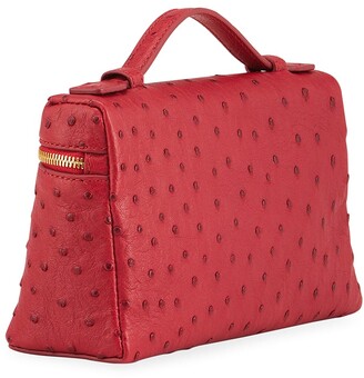 Loro Piana L19 Ostrich Crossbody Bag with Extra Pocket