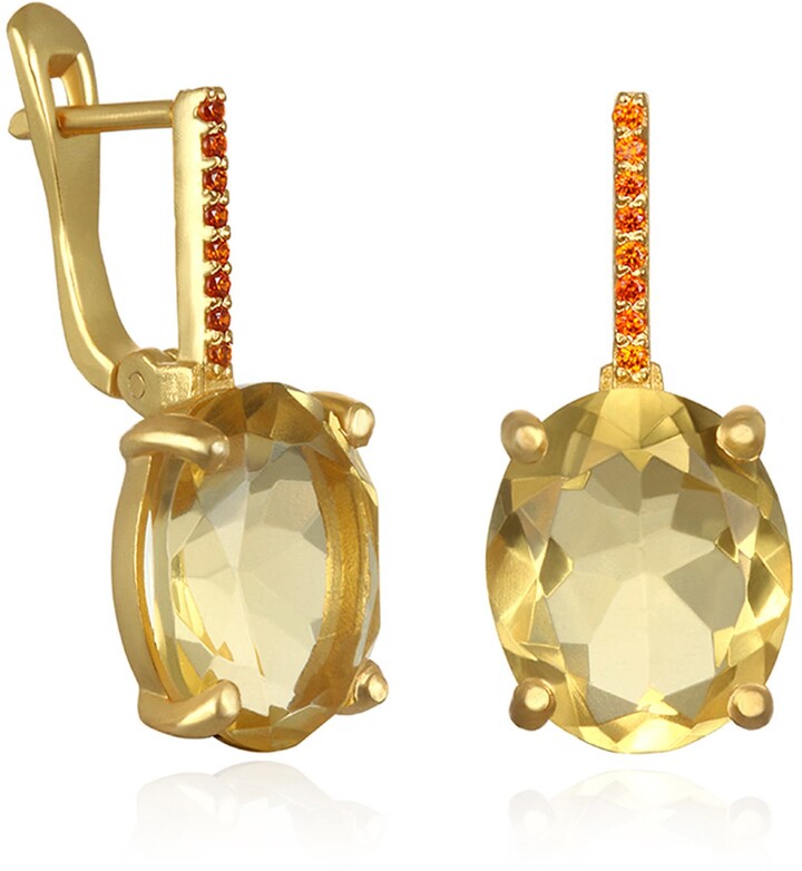 Details about   1 ct Round Drop Dangle Natural Citrine 18k Yellow Gold Earrings Lever Back