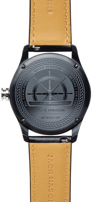 Jack Mason Brand Men's Brand Nautical Italian Leather Strap 42mm Watch
