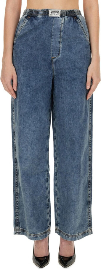 Wide-Leg Denim Trousers With High Waist