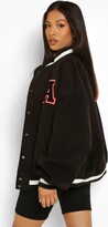 Thumbnail for your product : boohoo Petite Patch Letter Oversized Varsity Jacket