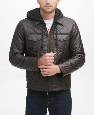 Levi's Men's Faux Leather Quilted Trucker Jacket - ShopStyle