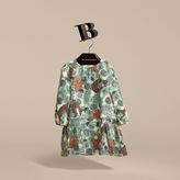 Thumbnail for your product : Burberry Beasts Print Silk Dropped-waist Dress