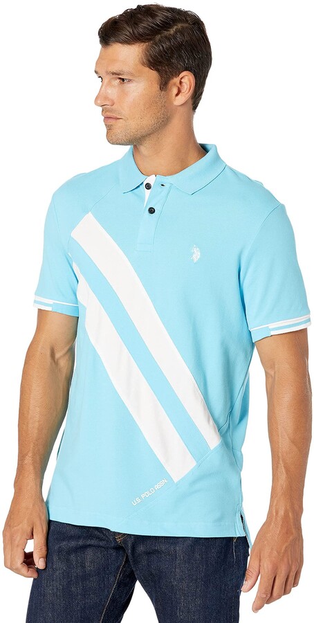 U.S Polo Assn Mens Short Sleeve Slim Fit Solid Pique Polo Shirt 