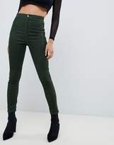Thumbnail for your product : ASOS Design DESIGN Rivington high waisted cord jegging in khaki