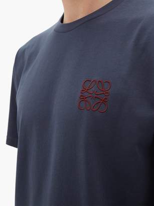 Loewe Anagram-embroidered Cotton-jersey T-shirt - Mens - Navy