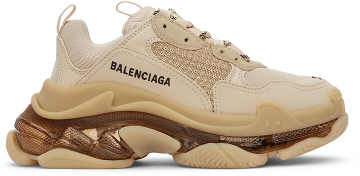 Balenciaga Beige Clear Sole Triple S Sneakers - ShopStyle