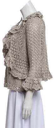 Oscar de la Renta Silk Crochet Cardigan Set w/ Tags grey Silk Crochet Cardigan Set w/ Tags