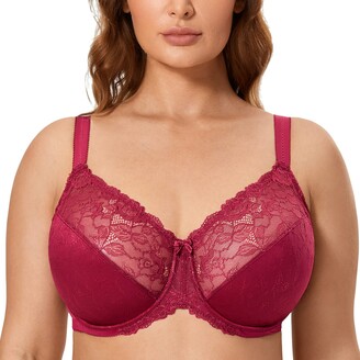 DELIMIRA Women's Non Padded Full Coverage Lace Underwired Bra Plus