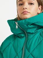 Thumbnail for your product : Miss Selfridge Green Diamond Quilted Puffer Coat