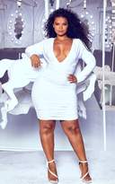 Thumbnail for your product : PrettyLittleThing Plus White Ruched Plunge Bodycon Dress