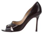 Thumbnail for your product : Manolo Blahnik Patent Leather Peep-Toe Pumps