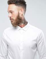 Thumbnail for your product : ASOS Wedding Skinny Sateen Shirt In White With Pink Tie SAVE