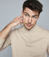 Thumbnail for your product : Reiss BLACKHALL MERINO WOOL ZIP NECK JUMPER Stone Mouline