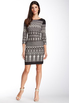 Thumbnail for your product : Taylor 3/4 Sleeve Pattern Ponte Sheath Dress