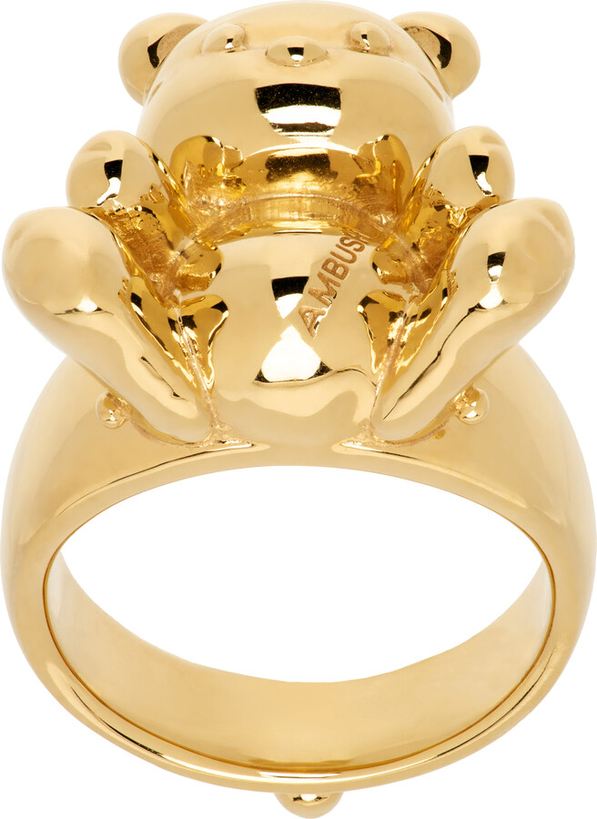 Ambush Gold Inflated Teddy Bear Ring
