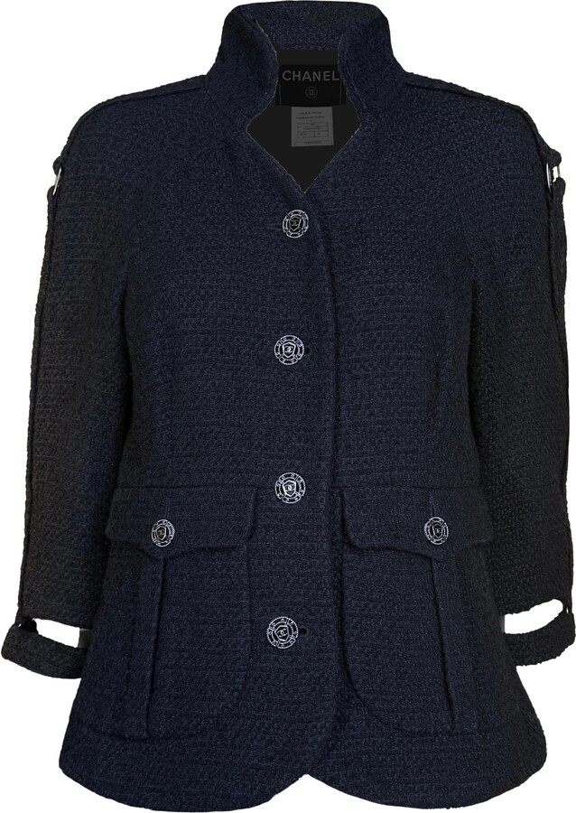 Chanel Rare Natalia Vodianova Style Black Tweed Jacket 38 Fr