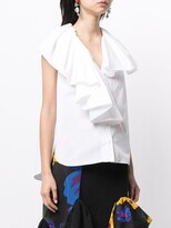 Thumbnail for your product : DELPOZO Ruffle Front Cotton Shirt