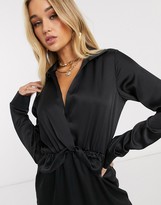 Thumbnail for your product : I SAW IT FIRST twist front plunge mini dress in black