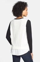 Thumbnail for your product : Kensie Crepe Inset Colorblock Sweater