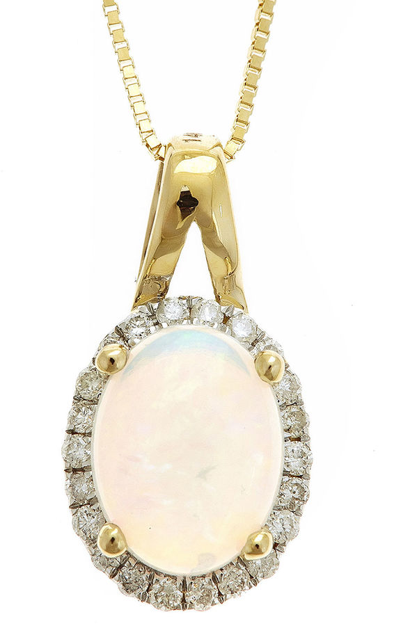 JCPenney FINE JEWELRY LIMITED QUANTITIES Genuine Australian Opal and DiamondAccent Pendant