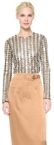 Thumbnail for your product : Wes Gordon Cropped Mesh Top with Paillettes