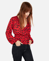 Thumbnail for your product : Express Floral Smocked Waist Surplice Top